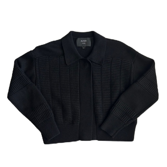 Aleeza Paris Women’s Black Wool Blend One Button Cardigan Sweater‎ Small - Picture 1 of 13